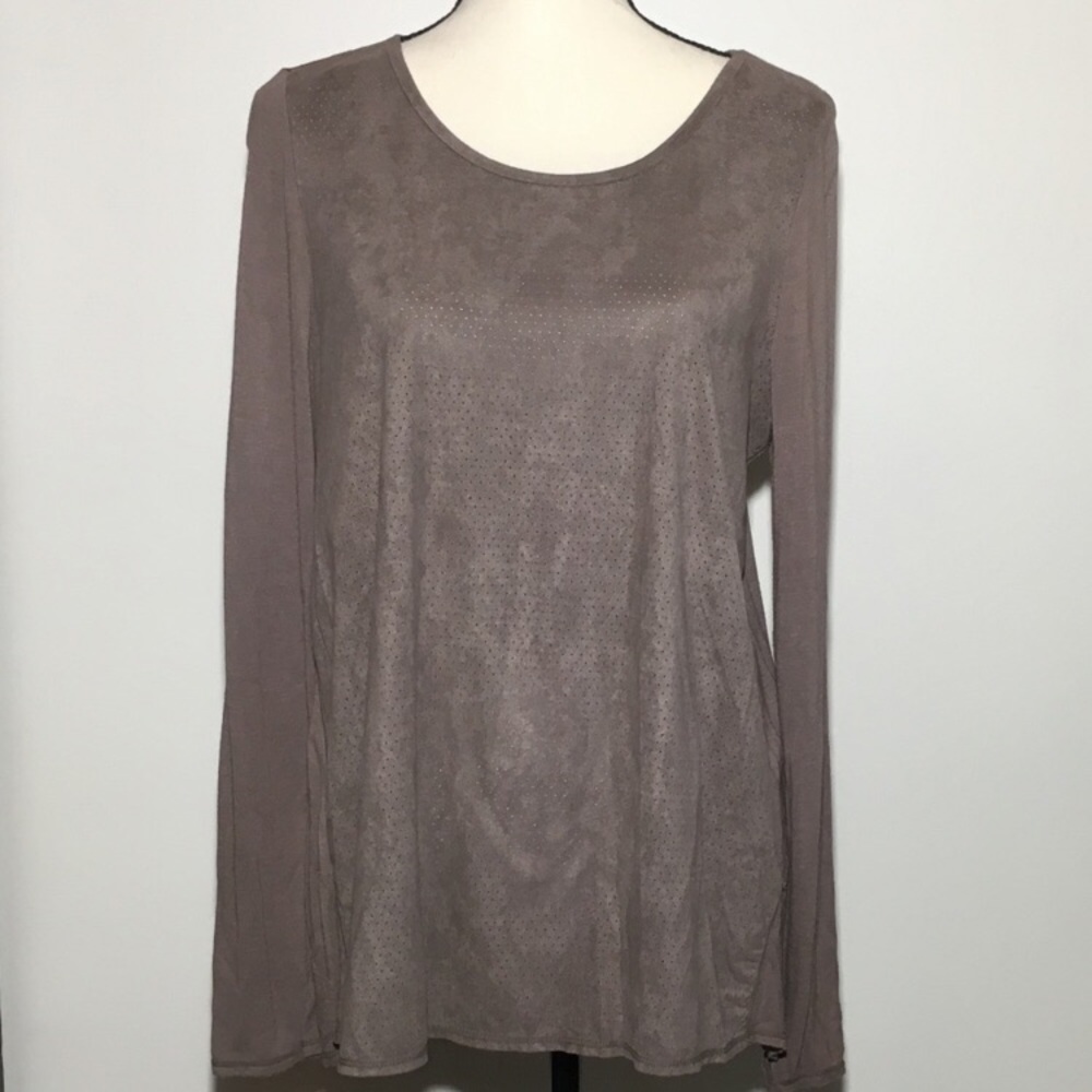 Max Studio Faux Suede Long-sleeve Shirt